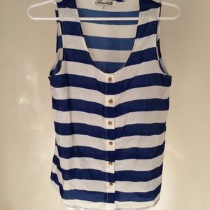 NWOT! Classic blue & white striped button-up tank.